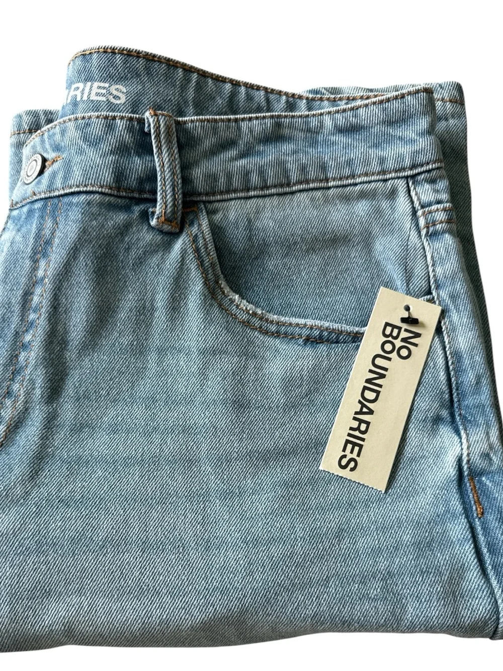 No Boundaries High Rise Denim Jorts Size 10 Light Wash Longline Shorts NWT